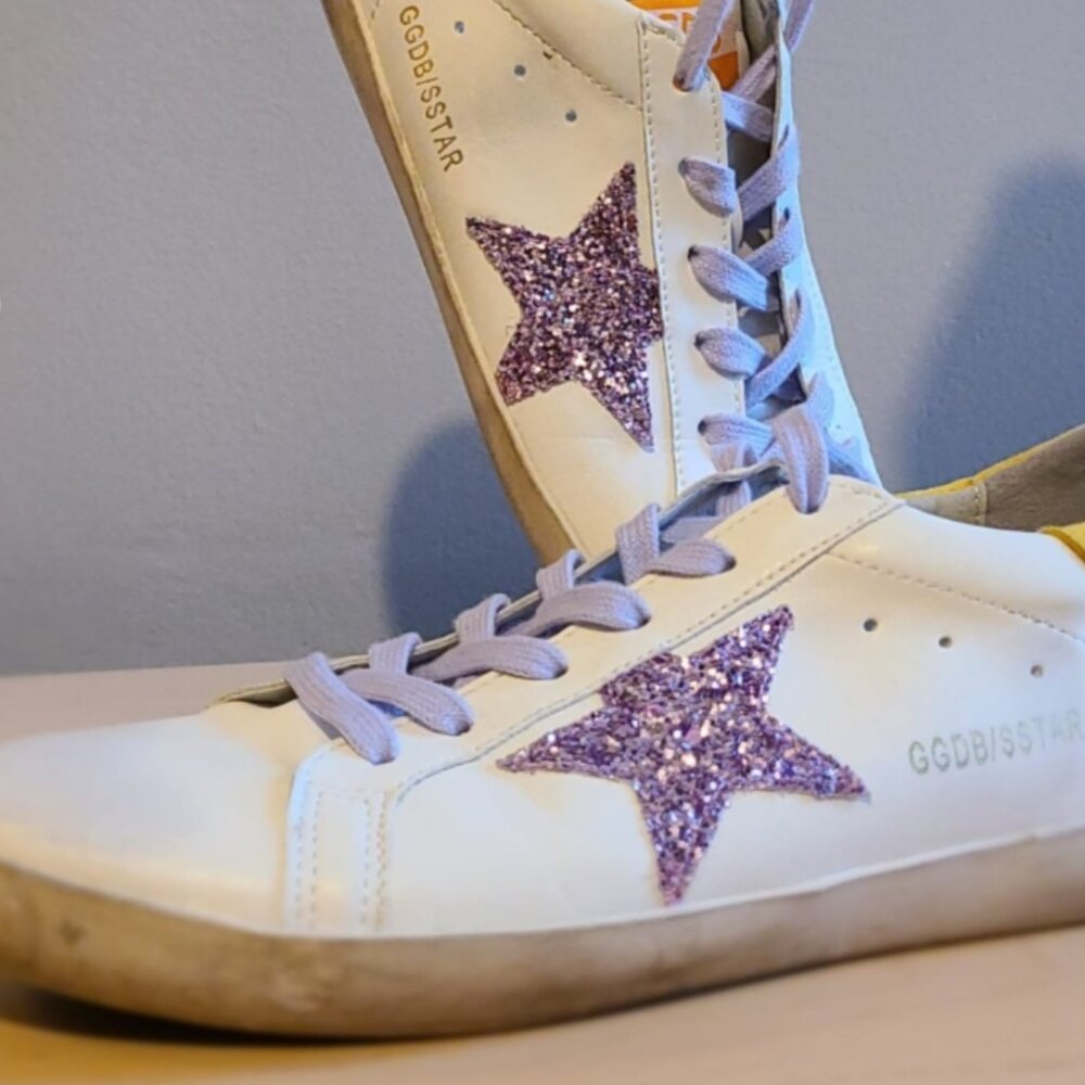 ggdb Superstar glitter star golden goose sneakers women 8 pink purple shoes